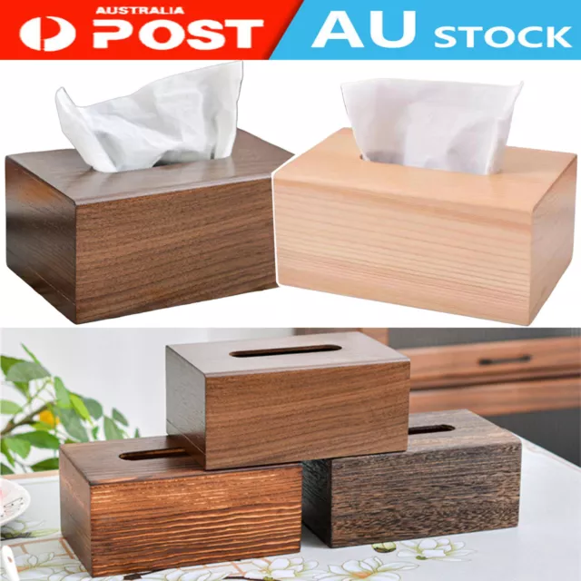 Wood Tissue Box Napkin Cover Home Hotel Pub Cafe Car Paper Holder Case Organizer