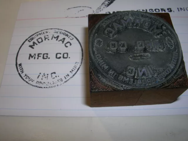 MORMAC MFG CO INC Equipment Vintage Wood Block Printing PRINTERS Stamp Unusual