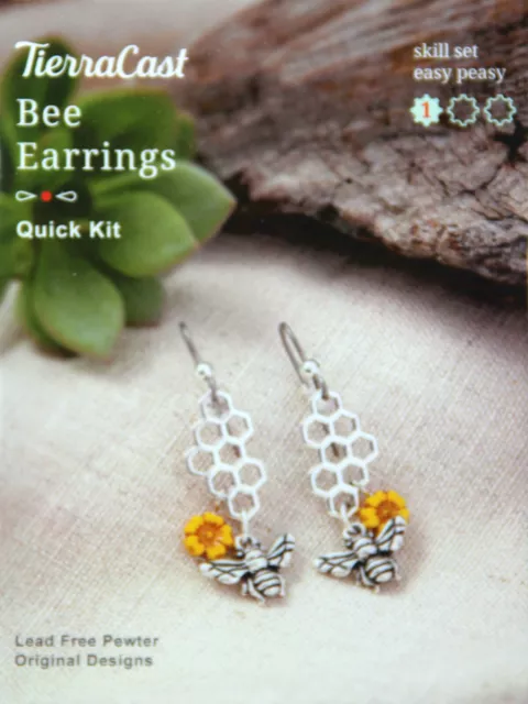 DIY, Bee Earring Kit By TierraCast, Makes 1 Pair of Earrings, Do It Yourself Kit