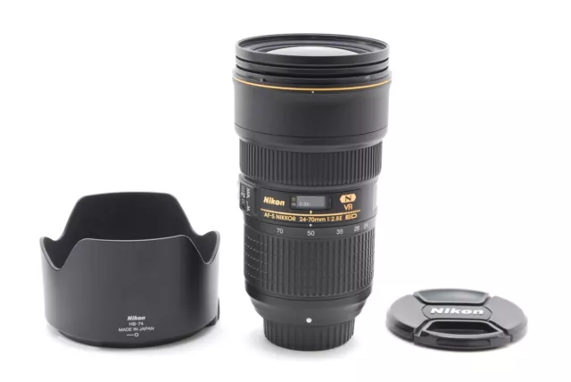 Nikon Nikkor VR Zoom AF-S 24-70mm f/2.8 E ED Lens Hood w/Caps F Mount From JAPAN