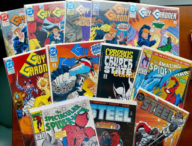 Mixed comic book lot Guy Gardner Spiderman Batman Moon Knight The Punisher Steel