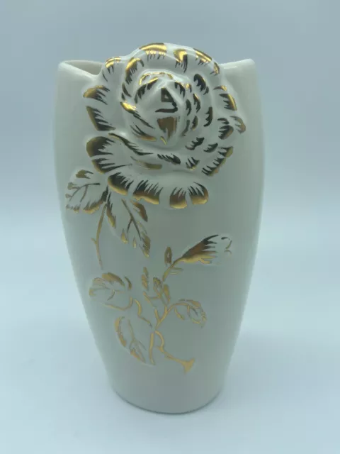 Royal Winton Grimwades Golden Rhapsody Vase England Gold Neutral Cream 1950’s