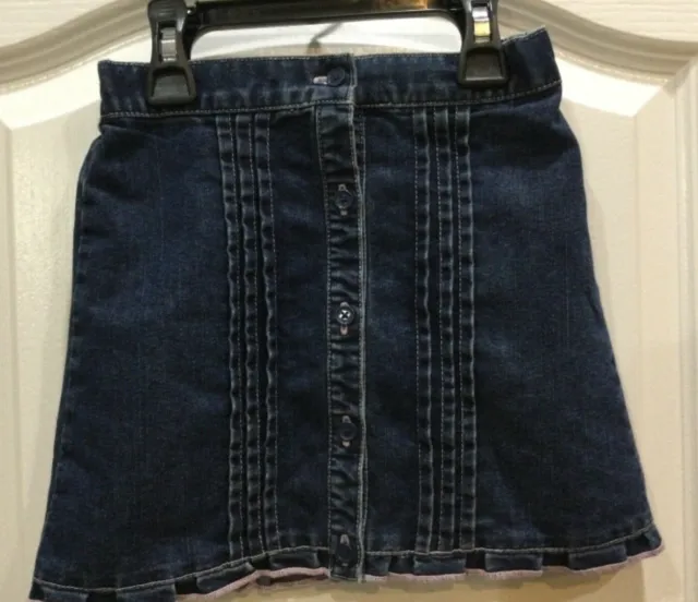 Old Navy Baby Girls Denim Skirt Size 4T Blue Button Down Front Elastic Back 211