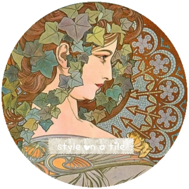 Jugendstil Alphonse Mucha Ivy Dame Rundgetränk Untersetzer Matte Auflage