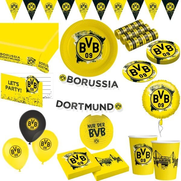 Borussia Dortmund BVB Küchenset - Komplett-Set Mit Brotdosen, Eierbechern & Gläsern Im Gelbe Wand Design