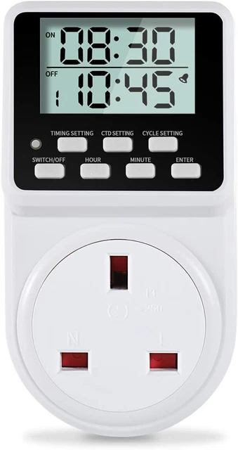 ORIDGET 24 HOUR Digital Electric Timer Plug Socket UK with Countdown ...