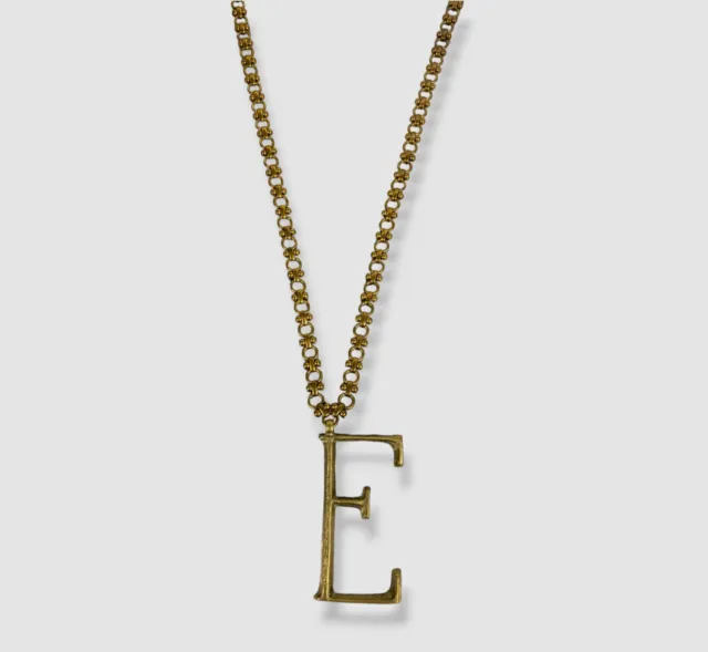 $375 Lulu Frost Women's Gold Plaza Letter "E" Pendant Necklace