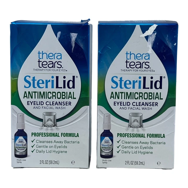 THERA TEARS STERILID Antimicrobial Eyelid Cleanser 2 fl oz Lot Of 2 Exp