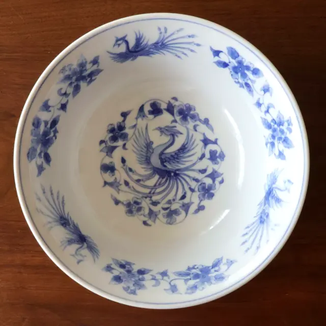 D8.2" Porcelain Ramen Bowl, Japanese Mino [Floral Phoenix] White, For any Noodle