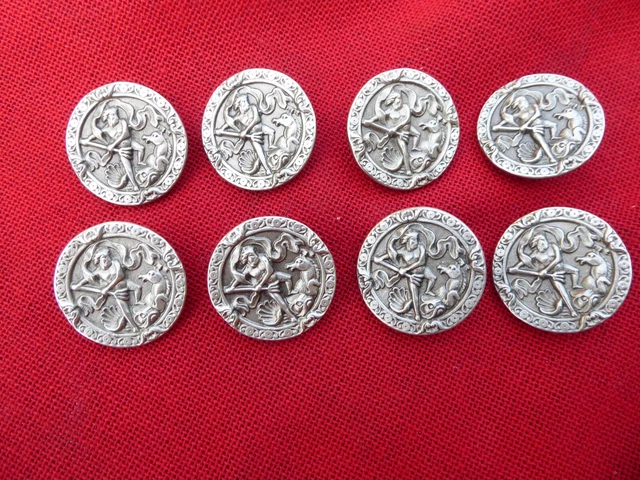 Anciens Boutons Métal Motif Poisson - Duo Vintage 2,2 Cm - Occasion Authentique