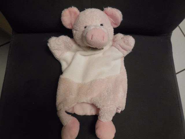 180/ doudou marionnette cochon rose Nature microfibre BABY NAT'