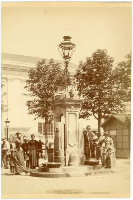 France, Aix les Bains, Fontaine Place des Bains Vintage albumen print  Tirage