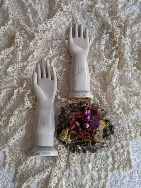 Glove Molds, Vintage, Porcelain, Marked, Pair, Pristine Condition