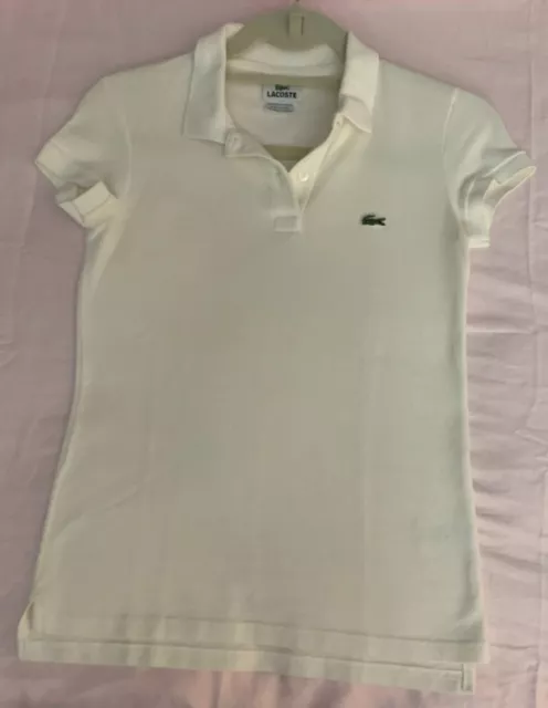 Lacoste Women’s Size 34, White Short Sleeve  Polo Shirt