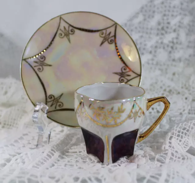 Art Deco Lusterware Demitasse Cup and Saucer - Germany ca. 1920's