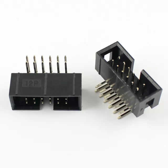 10Pcs 2.54mm 2x6 Pin 12 Pin Right Angle Male Shrouded IDC Box Header Connector