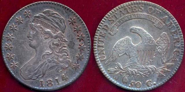 1814/3 25C-Lightly Cleaned- Capped Bust Halve++