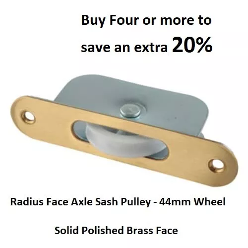 AXLE Pulley for Sliding Sash Windows - Radius Face in Polished Brass FREE UK P&P