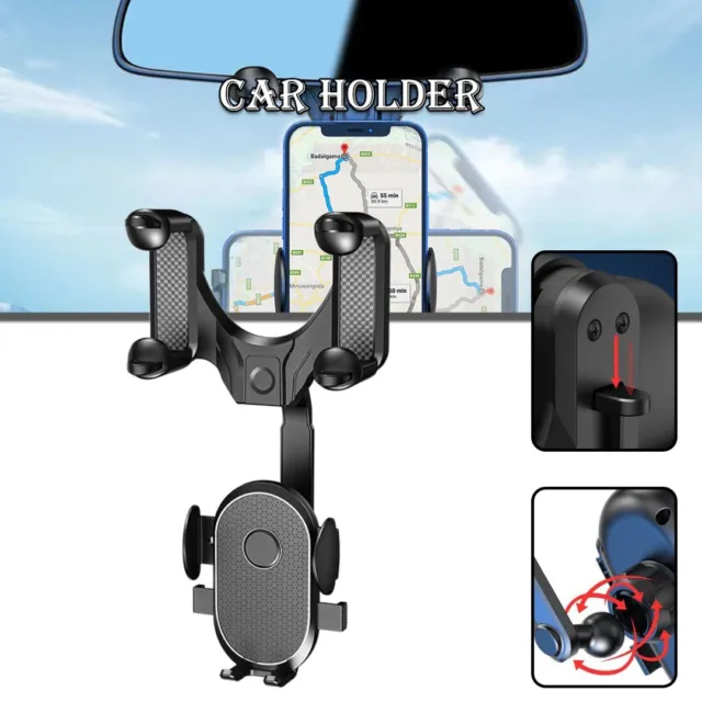 360° Universal Car Rear View Mirror Mount Holder Stand Cradle For Cell Phone G