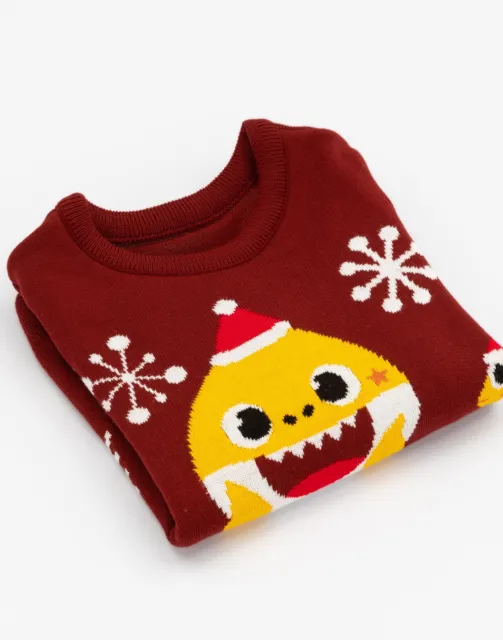 Baby Shark natalizio  Maglione natalizio lavorato maglia rosso bambine bambini 4