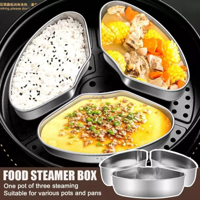 3pcs/1pcs Food Steamer Box Stainless Steel Mini Steamer Cookers Insert Pot^