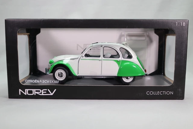 LJ874 NOREV 181512 1/18 1:18 Voiture Citroen 2CV Dolly 1985 blanc et vert