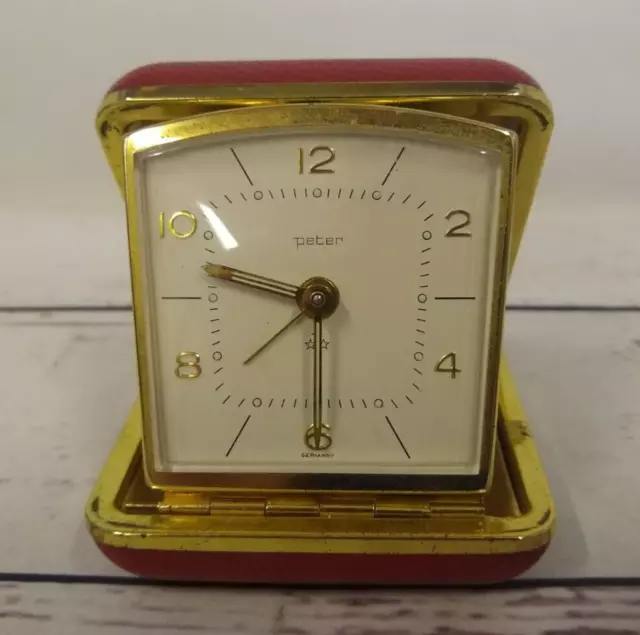 Vintage PETER Folding Travel Alarm Clock, Eco-friendly Mechanical Wind-Up