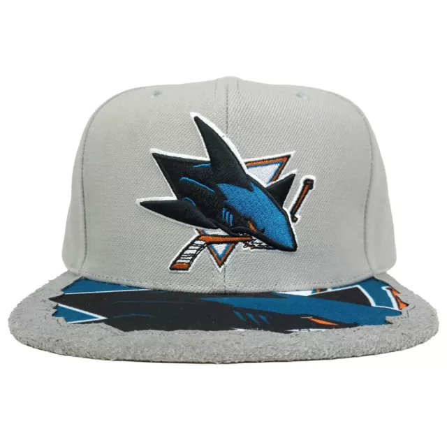 San Jose Sharks Mitchell & Ness NHL Sombrero Snapback 3D Logotipo Corte y Costura Gorra Artística Nuevo con Etiquetas