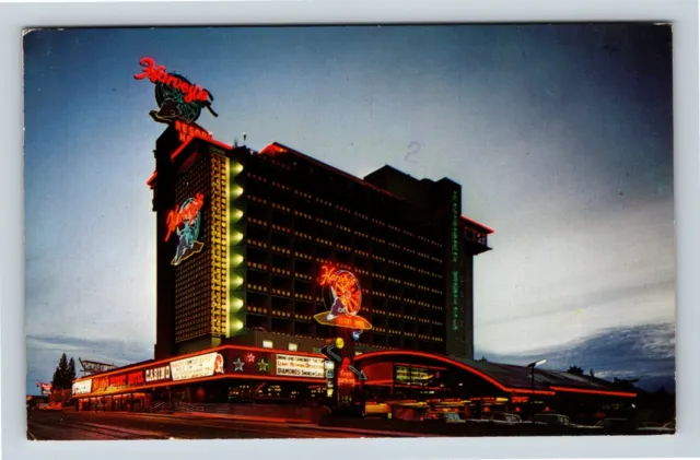 South Lake Tahoe NV Harvey's Hotel Neon Marquee Nevada c1971 Vintage Postcard
