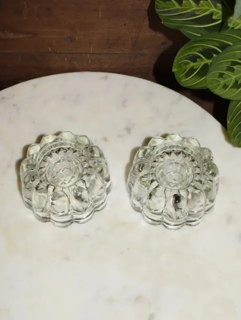 Vintage Crystal Princess House Glass Candle Holders 3-Way Reversible ~ Set of 2