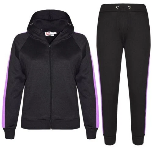Bambine Ragazzi Tuta Tinta Unita Pile Felpa con Cappuccio Fondo da Corsa Jogging 2