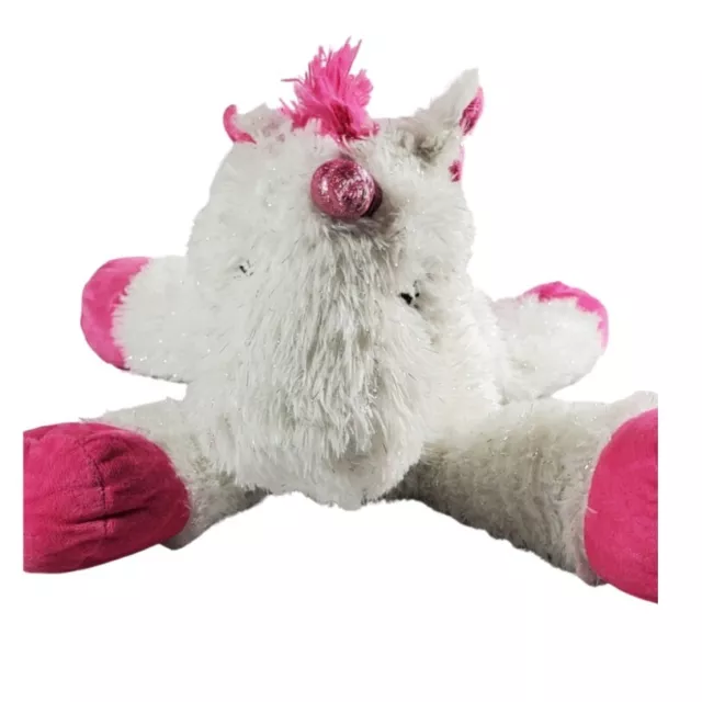 Dan Dee Unicorn Plush Laying Furry White Pink Floppy Stuffed Animal Lovey