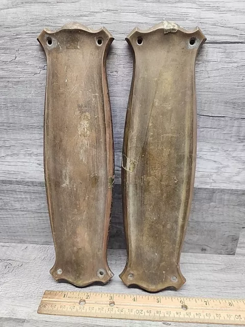 Pair of Vintage Orbin Brass Door Push Plates Ornate Door Salvage Hardware