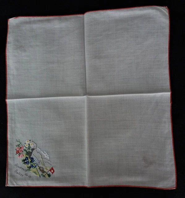 Lot De 2 Mouchoirs Anciens En Coton Et Dentelle - Broderie De Cerfs - Vintage
