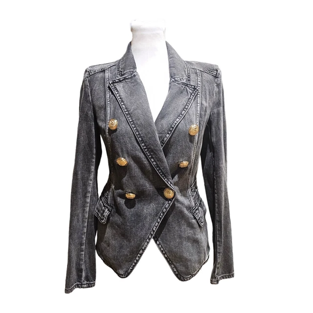 DECJUBA 'ELLEN' DENIM blazer women's size military style buttons