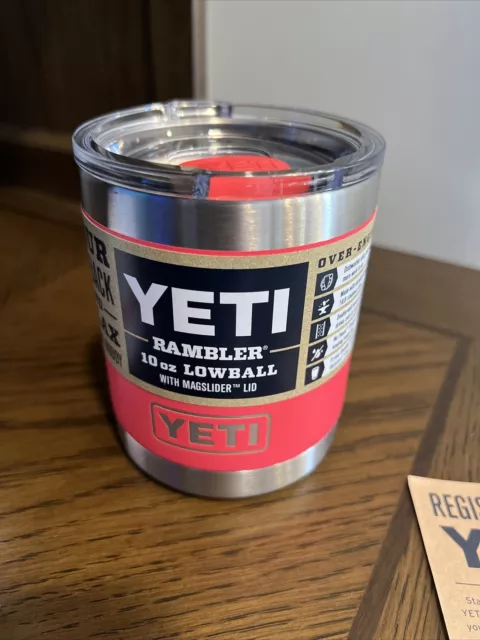 🔥YETI Rambler 10 oz Lowball, Bimini Pink Stainless Steel with MagSlider Lid NEW