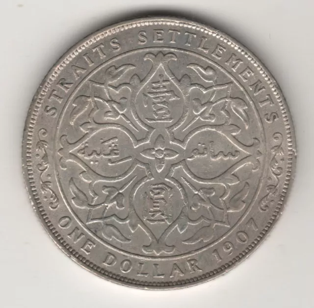 Straits Settlements Malesia Colonia Inglese Dollar Argento 1907