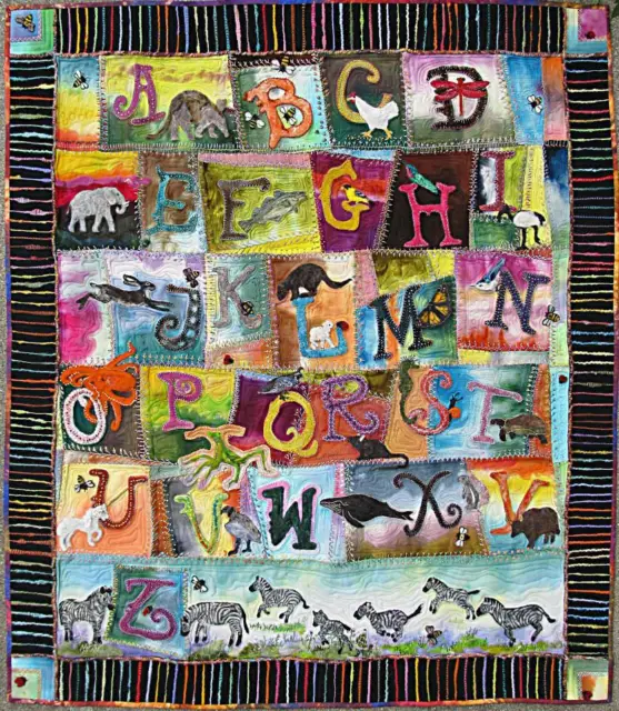 Alphabet in Wool, Felted Applique Pattern by Debora Konchinsky, Critter Pattern