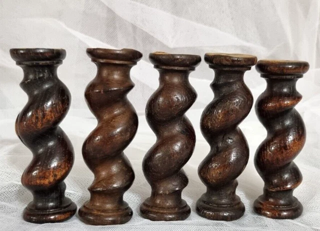 5 Barley twist turned spindle Column Antique french architectural salvage 4.8 in 11
