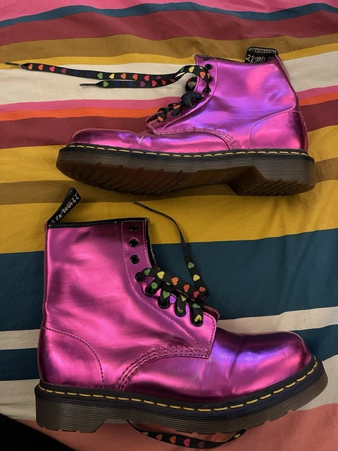 DR MARTENS AIRWALK pink chrome metallic boots 8 eyelet UK 47EU 41 70.00 PicClick UK