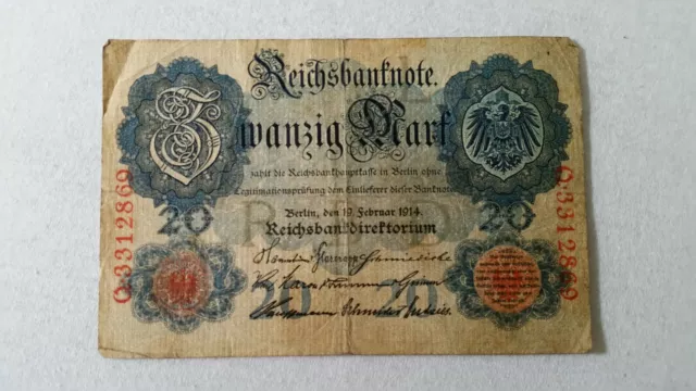 Reichsbanknote 20 Mark v. 1908-1914 - Verschiedene Ausgabejahre