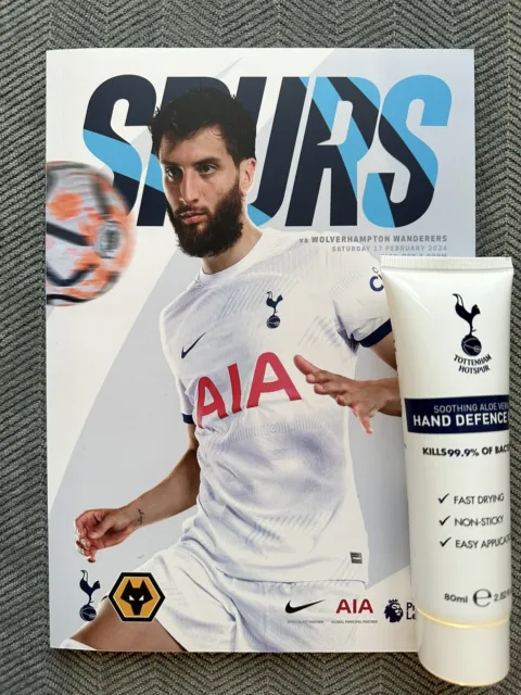 Spurs Hand defence gel & Tottenham Hotspur v Wolves Official  Matchday Programme