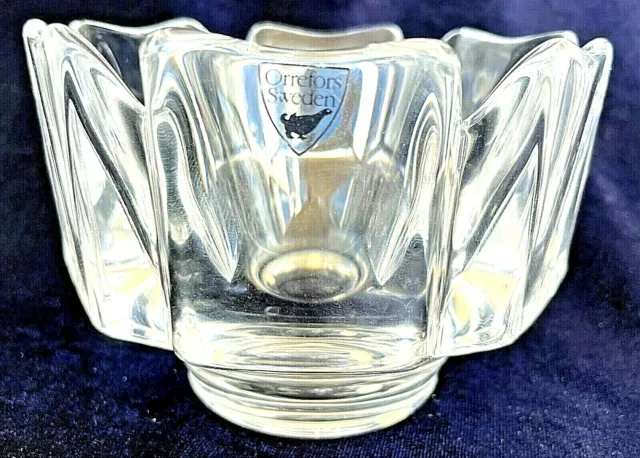 Vintage Orrefors Crystal Bowl CORONA Lars Hellsten. Made In Sweden Signed 12 cm