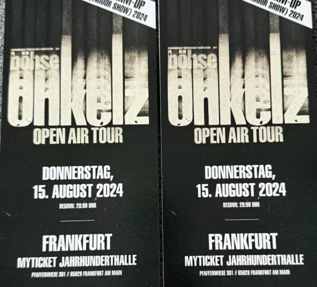 2x Böhse Onkelz WARM-UP 15.8.24 Frankfurt Jahrhunderhalle Karten Tickets