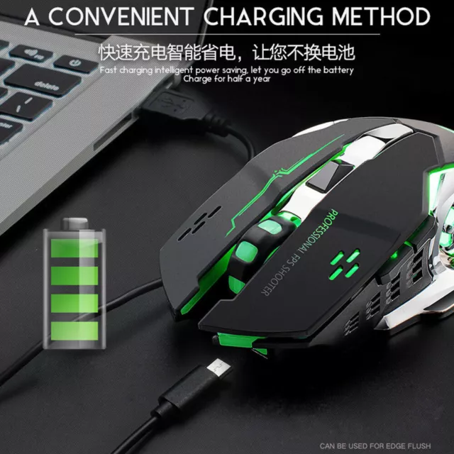 Rechargeable X8 Wireless Silent LED Backlit USB Optical Ergonomic Gaming Mouse