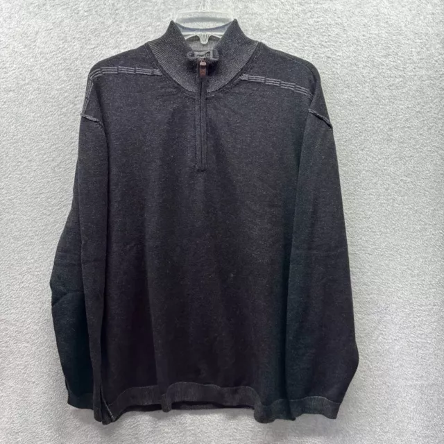 TOMMY BAHAMA SWEATER Adult Extra Large XL Black Cashmere Wool Mens 1/4 ...