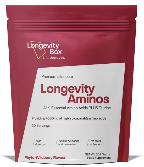 LONGEVITY BOX AMINO Acids 7000mg of Highly Bioavailable Ultra Pure 30