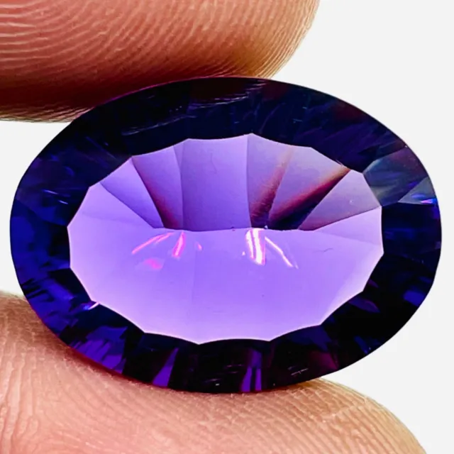 VVS 13.70 Cts Natural Amethyst 20x15mm Oval Concave Cut Dazzling Purple Gemstone