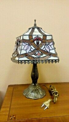 Lampada tavolo in ottone brunito diametro paralume 30 cm  stile tiffany