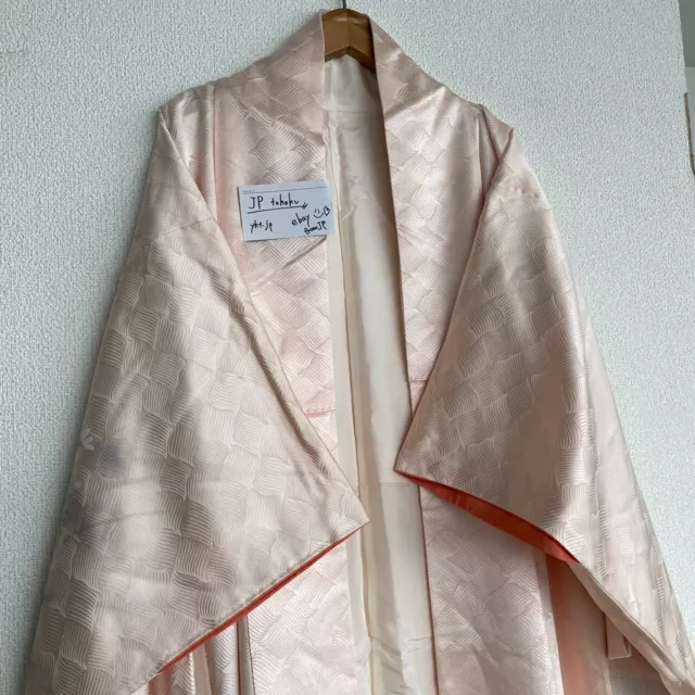 Japanese Kimono Silk Furisode Vintage Traditional flower pattern orange color